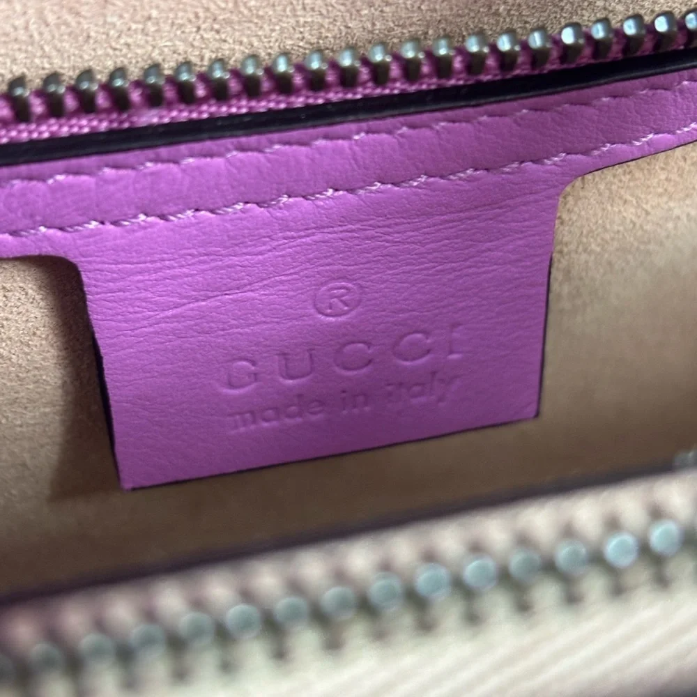 EUC GUCCI Small Pink GG Marmont Matelassé Satchel Tote - Picture 13 of 17